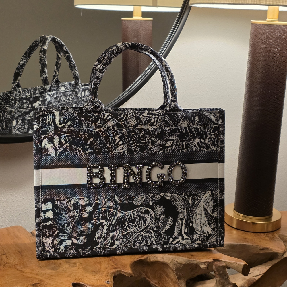 Black and White BINGO Tote Bag